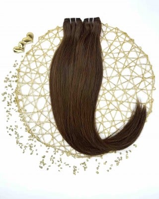55cm Păr de înaltă calitate pe weft - Castaniu natural #2Q